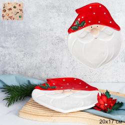Блюдо д/сервировки керамика 20x17см Новогодний Дед мороз 24727 (48шт) - 746886